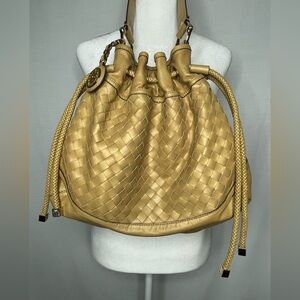 Anne Klein Tan Leather Hobo Purse Early 2000s